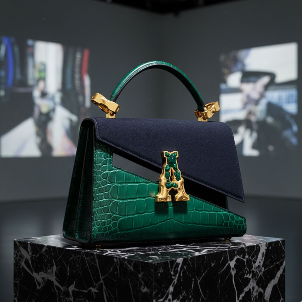 AURÉLIA Émeraude – version Noir/Vert, contraste cuir et métal